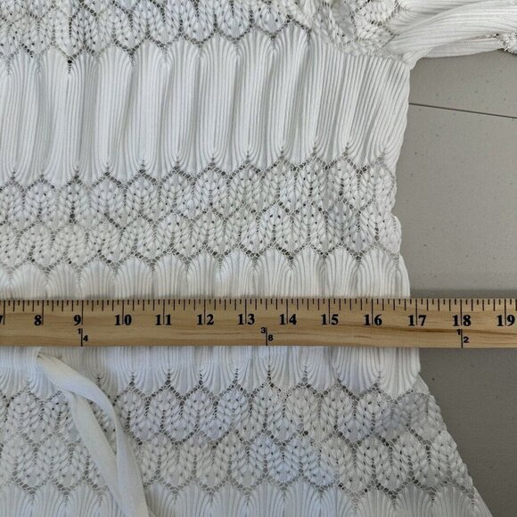Free People Lace open Knit White Top Tie front Size M Fire Island - Picture 8 of 12